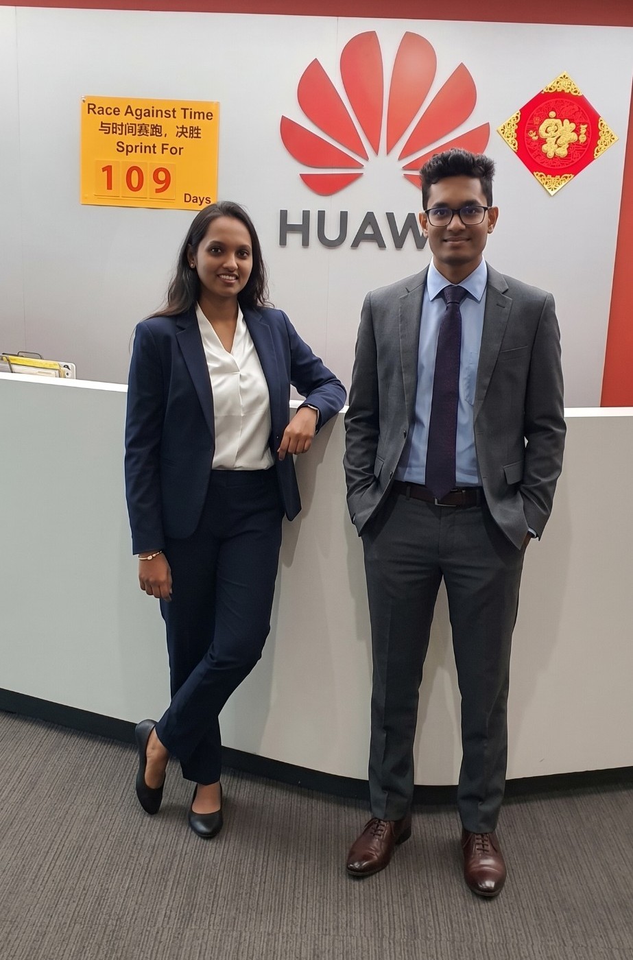 Shan Minol Fernando and Udari at Huawei's head office in Colombo